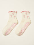 Bow Ruffle Grip Sock [Soft Pink], Pilates Socks