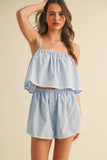 IST5868 STRIPED POPLIN CAMI  AND SHORTS SET
