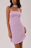 POLKA DOT MINI DRESS WITH ATTACHED SCARF