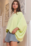 Solid Knit Semi-Crop Batwing Top