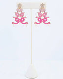 Cheerful Bow Tree Earrimg Pink