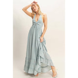 Halter Neck Smocked Maxi Dress