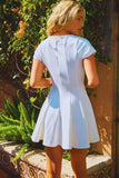 D4338 Seamed A-Line Flare Solid Mini Dress