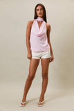 COWL NECK TOP WITH ATTACHED SCARF