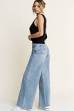 HQP0001-DENIM WIDE LEG JEANS-BROKEN