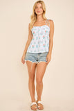 Floral Stripe Ruched Cami Top