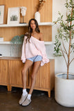 BRANDY Ribbed Knit Off The Shoulder Relaxed Sweater Cardigan