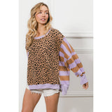 LEOPARD AND STRIPE MIXED TOP