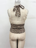 Fierce Drape Leopard Halter Top