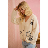 HALLOWEEN GHOST PUMPKIN BUTTON CARDIGAN