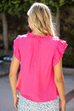 36882 Tassle Front Self Tie Ruffle Detail Top