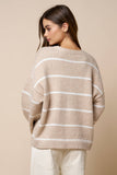 Oversized Deep V-Neck Striped Sweater