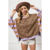 LEOPARD AND STRIPE MIXED TOP