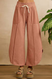 FRENCH TERRY OUT SEAM DETAIL TULIP HEM PANTS