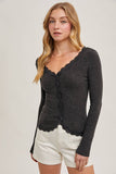 BUTTON DOWN LACE TRIMMED KNIT CARDIGAN