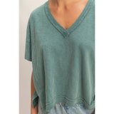 Oversized V-Neck Short Sleeve Top