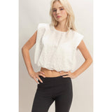 Bubble Hem Cotton Eyelet Sleeveless Top
