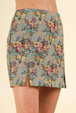 NS50105-Floral Jacquard Fabric Holiday Mini Skirt