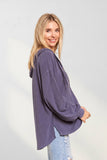 LONG PUFF SLEEVES HOODIE TUNIC TOP - RET3056PD