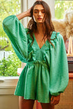 R5268 Ruffled Solid Woven Romper