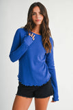 8414IN Thermal Knit Lettuce Edge Long Sleeve Top