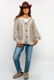 TWO TONE CABLE CHUNKYSWEATER CARDIGAN