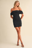 ID7783 OFF SHOULDER MINI DRESS WITH TIED BACK BOW