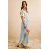 WIDE LEG CROCHET LACE WITH TULIP HEM JEANS