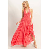 Halter Neck Smocked Maxi Dress