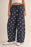 IP1506 POLKA DOT PRINTED BARREL CASUAL SWEATPANTS
