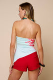 Floral Print Asymmetrical Strapless Tube Top