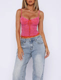 Halter One Shoulder Slimming Gauze Lace Tank Top