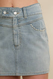 CS5938A - PEARL POCKET DETAIL DENIM SKIRT