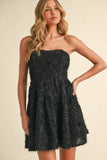 ID8550 SEQUIN VELVET CRISS CROSS BACK LONGSLEEVE MINI DRESS