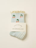 Cherry Ruffle Grip Sock [Baby Blue], Pilates Socks