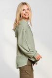 LONG PUFF SLEEVES HOODIE TUNIC TOP - RET3056PD