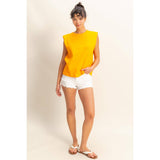 Shoulder Pad Sleeveless Top
