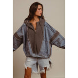 WASHED AND FLEECE MIX AND MATCH ZIP UP HOODIE