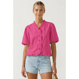 Ruffle Detail Bubble Sleeve Top