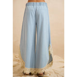WIDE LEG CROCHET LACE WITH TULIP HEM JEANS