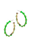 Bamboo Shaped Color Enamel Metal Hoop Earrings