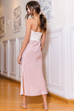 Solid Satin Midi Skirt