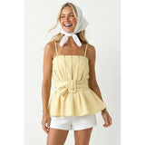 Buckle Pleated Sleeveless Top