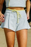P5817 Contrast Binding Waist Drawstring Solid Terry Shorts