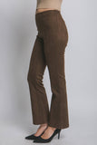FAUX SUEDE FLARE HIGH WAISTED PANTS
