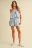IST5868 STRIPED POPLIN CAMI  AND SHORTS SET