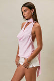 COWL NECK TOP WITH ATTACHED SCARF