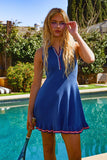 ID4380 Collared Contrast Stripe Knitted Mini Dress
