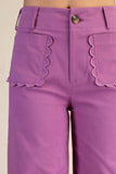 Colette Cropped Wide-Leg Scallop Pocket Detail Pants
