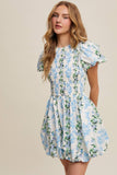 Floral Puff Sleeve Smocked Dress